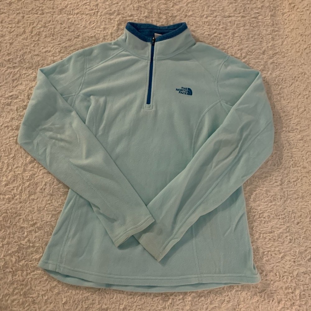 North Face half-zip lightweight light blue fleece
